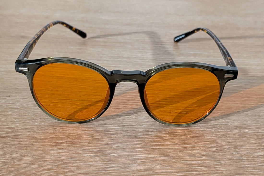 Amber evening glasses, front view