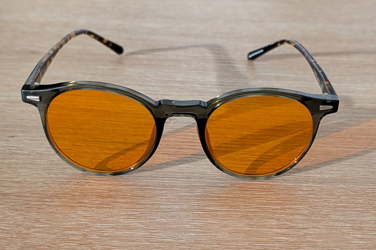 Amber evening glasses, front view