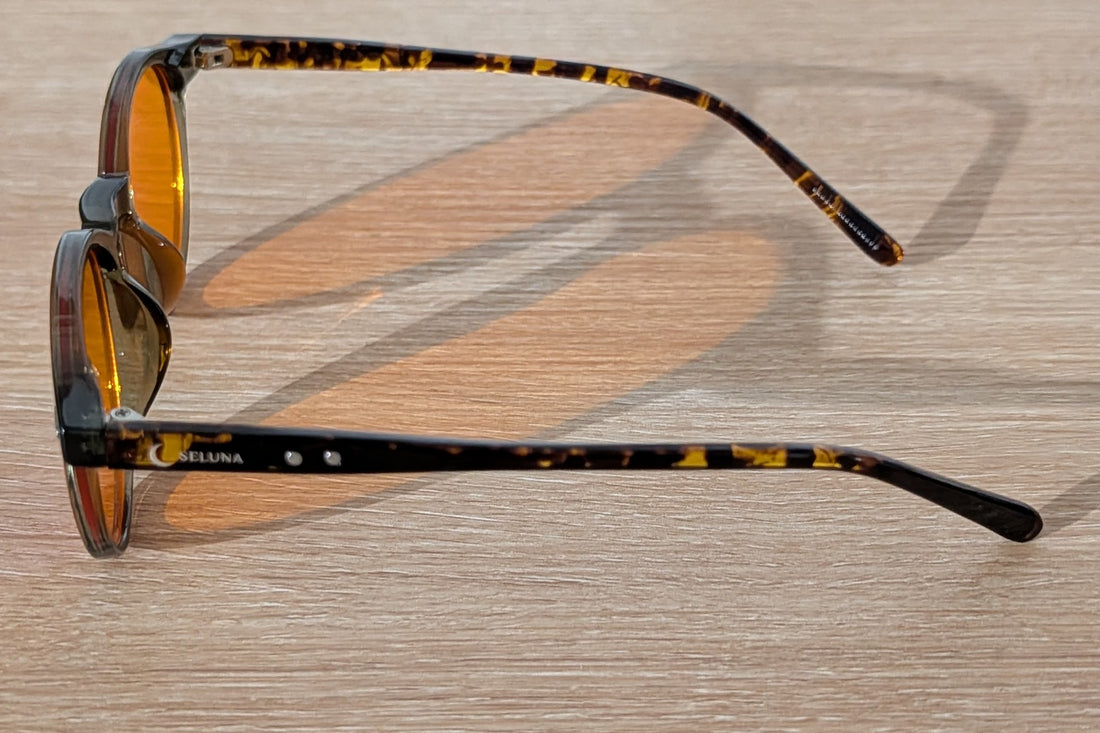 Amber evening glasses, side view